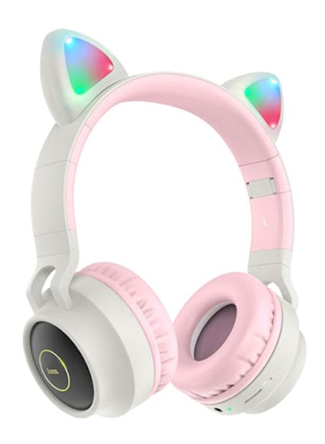 Cat Wireless Bluetooth Over Ear Headphones With LED Lights Grey/Pink