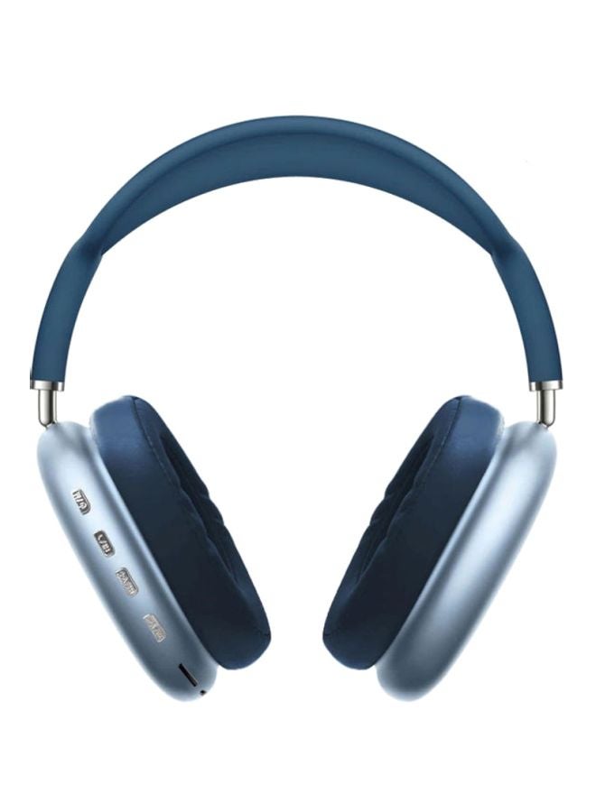 P9 Bluetooth Wireless Headset Over-Ear Headphone With Mic Blue/Silver