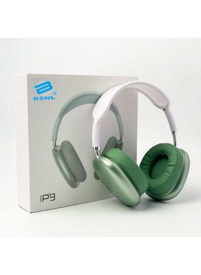 P9 Bluetooth Wireless Headset Over-Ear Headphone With Mic Green/White