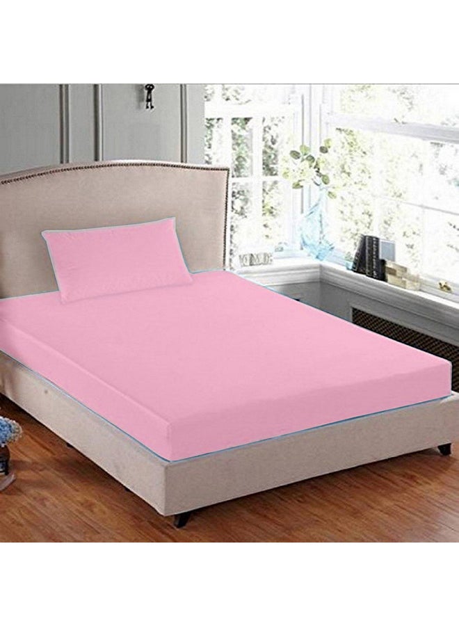 Bedsheet With Pillow Cover cotton Pink 100x200cm