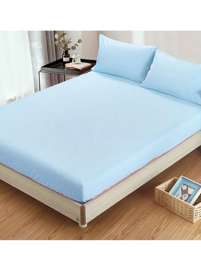 Fitted Bedsheet With Pillowcase cotton Sky Blue King