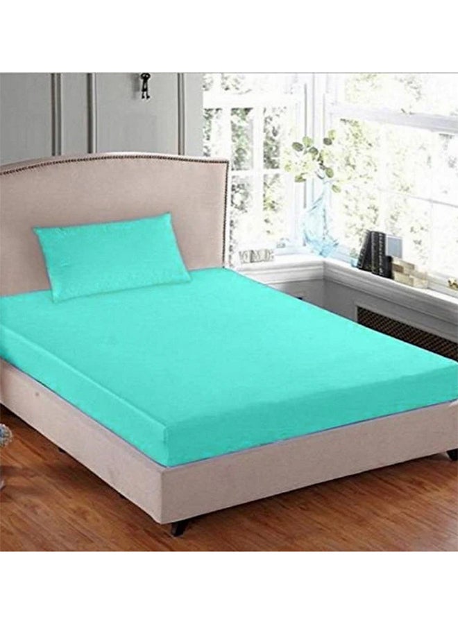 Fitted Single Bedsheet With Pillowcover cotton Turquoise
