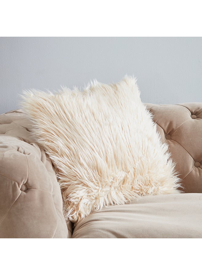 Faux Sheep Skin cushion Polyester Beige 45x45x10cm