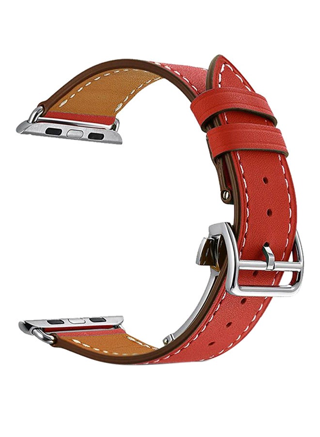 Replacement Leather Band For Apple Watch Series 3/2/1 Red