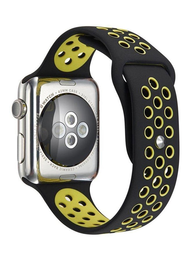 Siicone Strap For Apple Watch 42 mm Black/Yellow