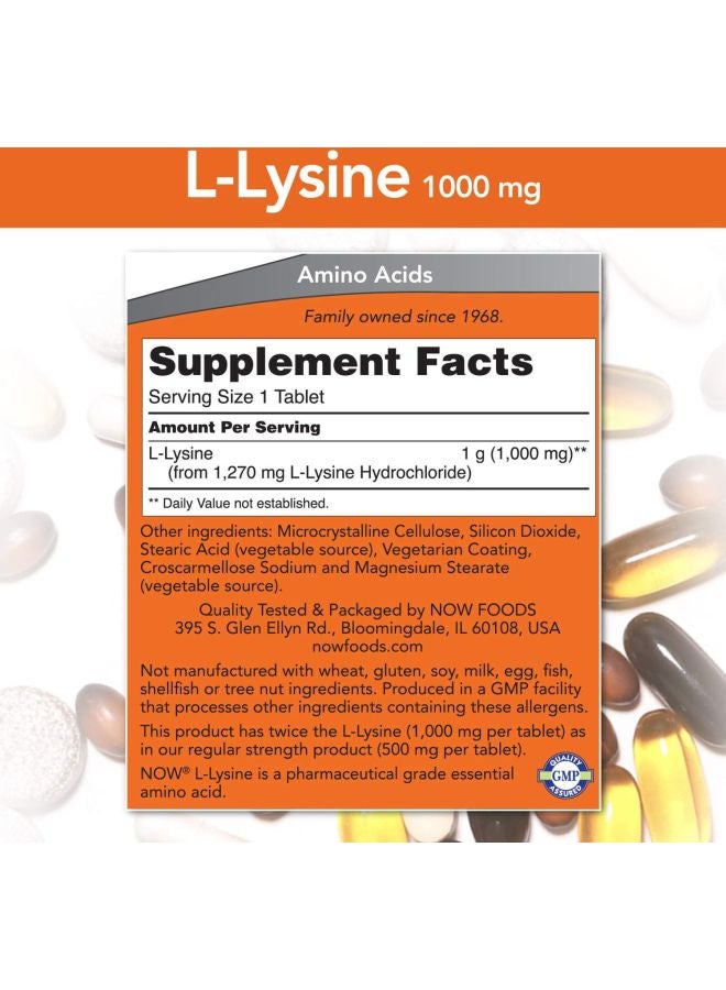 Pack Of 2 L-Lysine Amino Acid Dietary Supplement - 100 Tablets