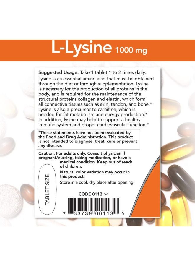 Pack Of 2 L-Lysine Amino Acid Dietary Supplement - 100 Tablets
