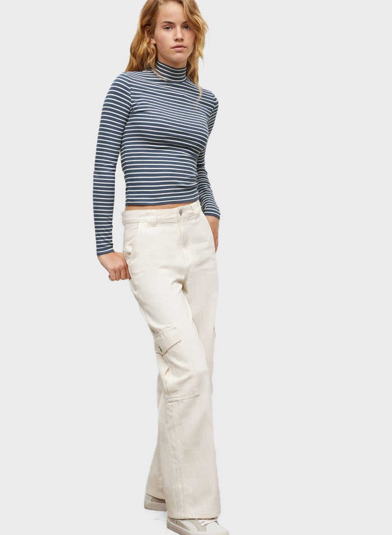 Kids Striped High Neck T-Shirt