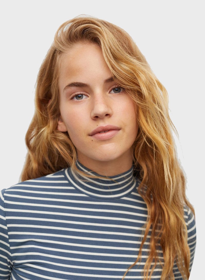 Kids Striped High Neck T-Shirt