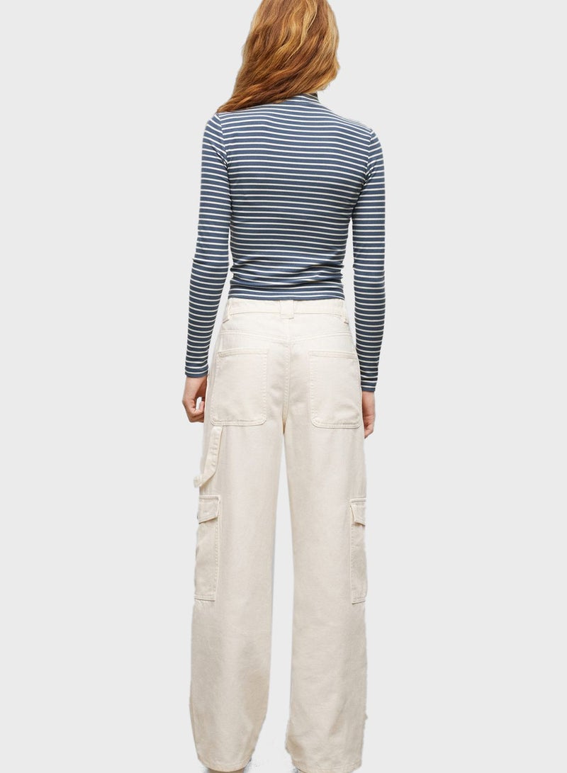 Kids Striped High Neck T-Shirt