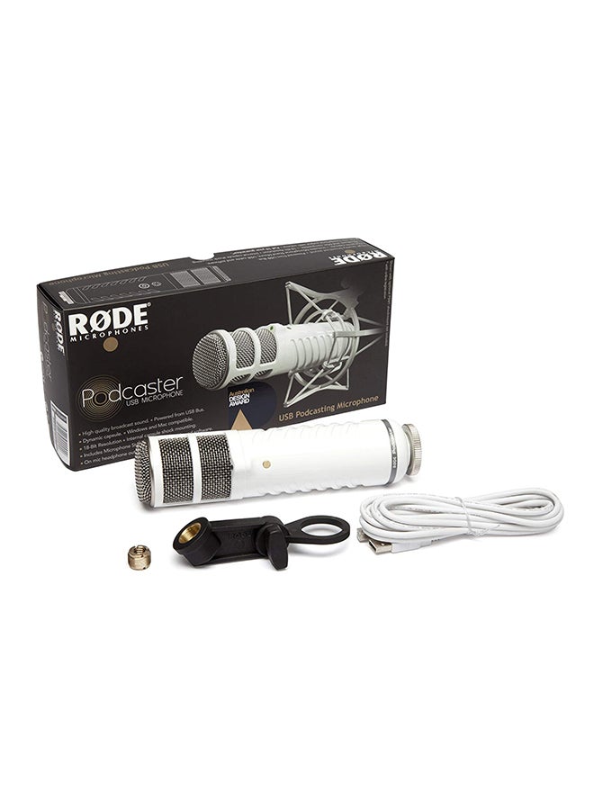 Podcaster USB Microphone White/Grey