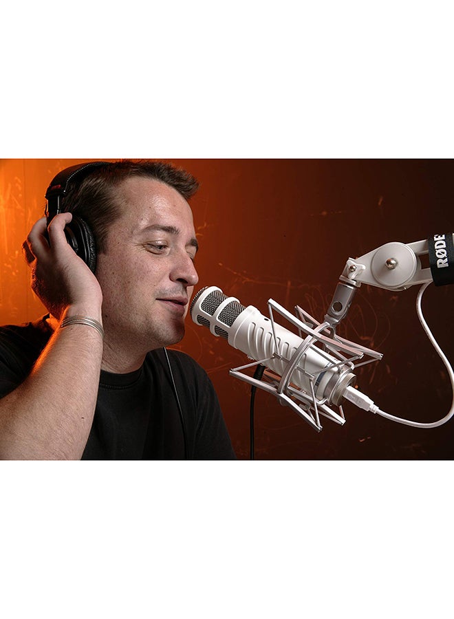 Podcaster USB Microphone White/Grey