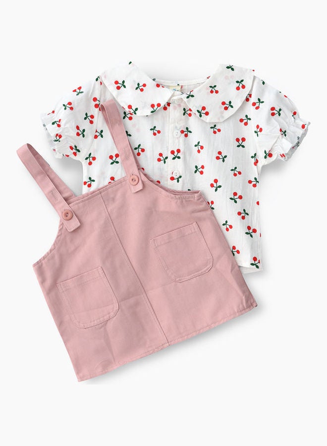 Peter Pan Collared T-Shirt And Dungaree Set Multicolour