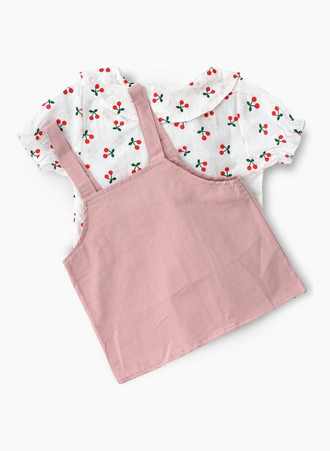 Peter Pan Collared T-Shirt And Dungaree Set Multicolour