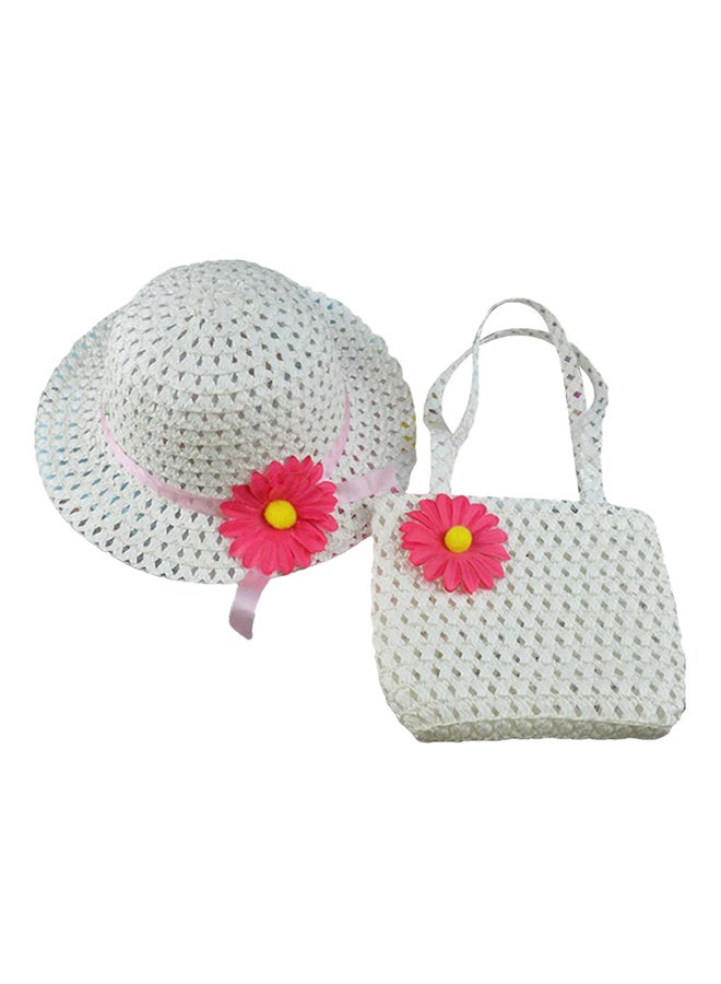 Little Princess Hat And Bag Set White/Pink/Yellow
