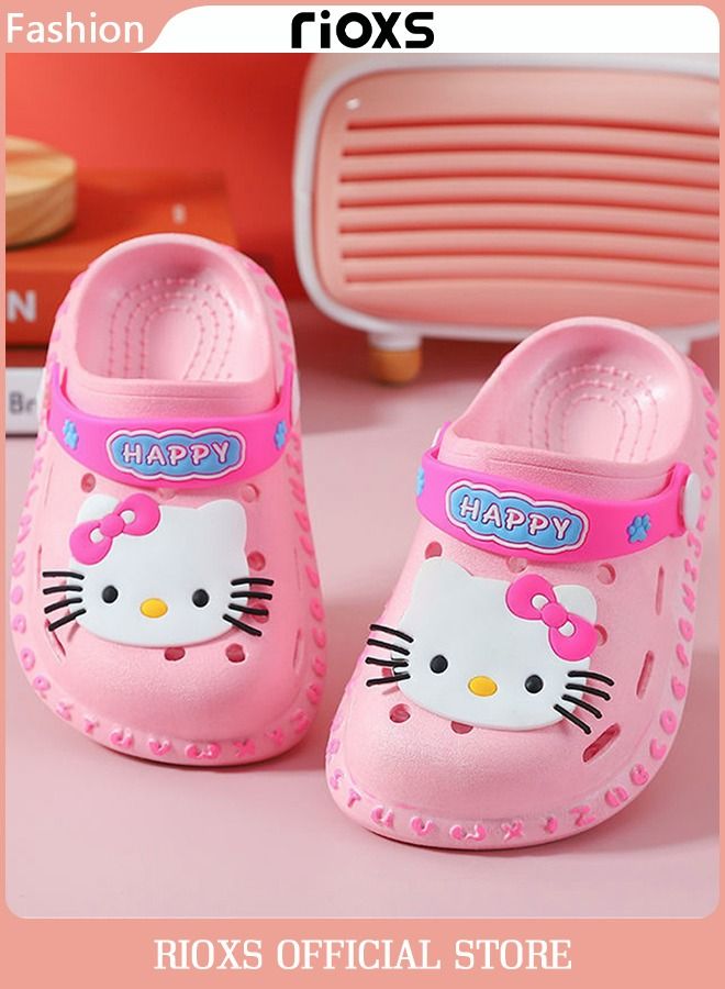 Toddler Baby Girls Hello Kitty Clogs Anti-Slip Beach Shoes Pink With Cartoon Print