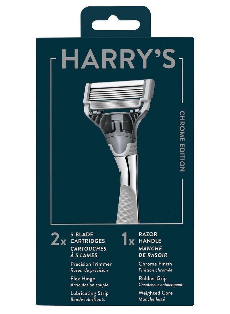 Chrome Edition - Men’s Razor with 2 Blade Refill Cartridges