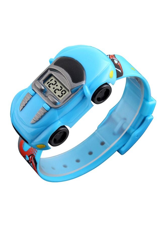 Boys' Car Shape Digital Watch 1241 - 28 mm - Light Blue