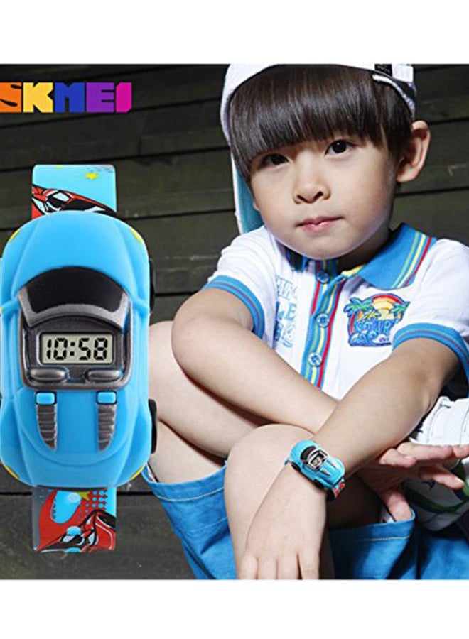 Boys' Car Shape Digital Watch 1241 - 28 mm - Light Blue
