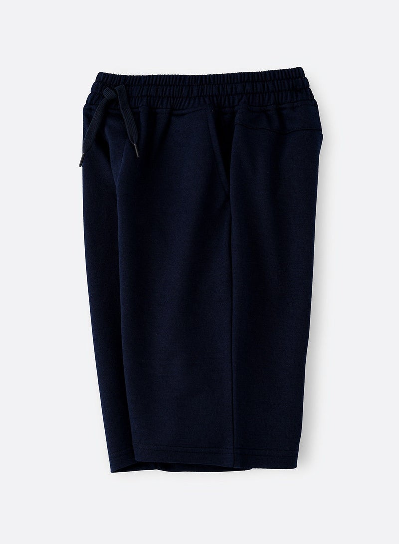 Knit shorts with drawcord