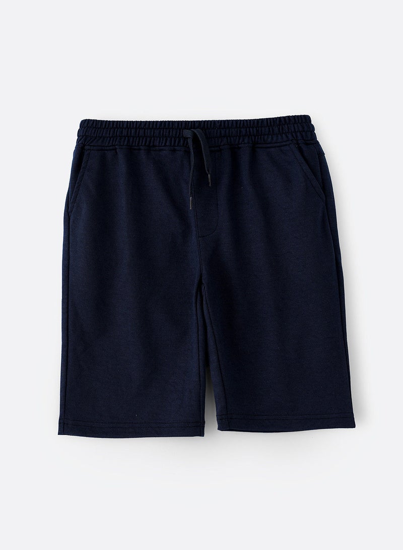 Knit shorts with drawcord