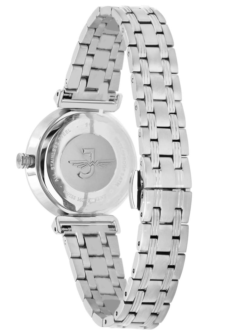 JOVIAL 9177 LSMQ01ZE Women's Fashion Watch Stainless Steel Band Watch, 30mm, White