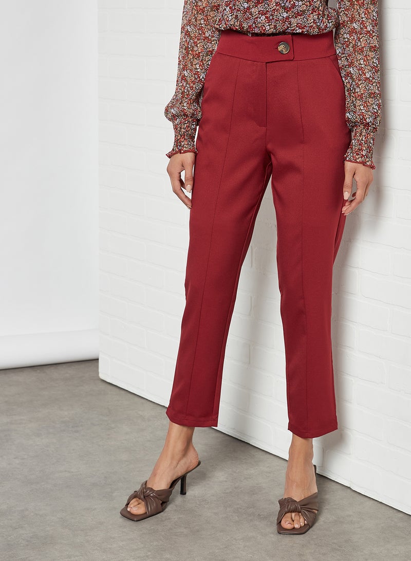 Wide Waistband Pants Burgundy
