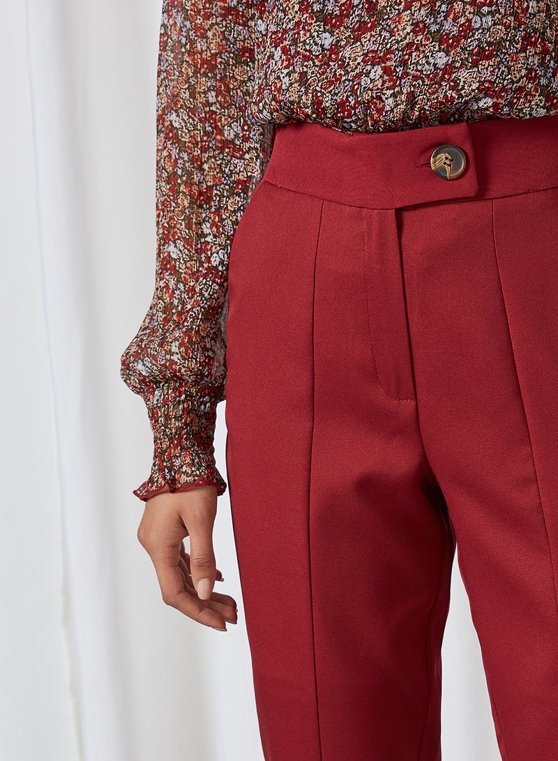 Wide Waistband Pants Burgundy