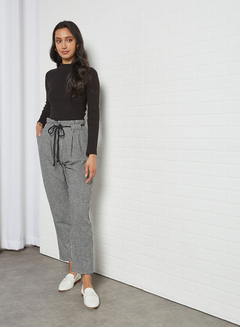 High-Waist Houndstooth Pants Multicolour