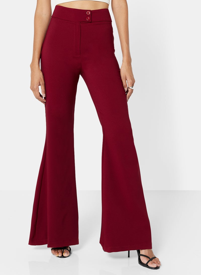 Flared Hem Pants Red