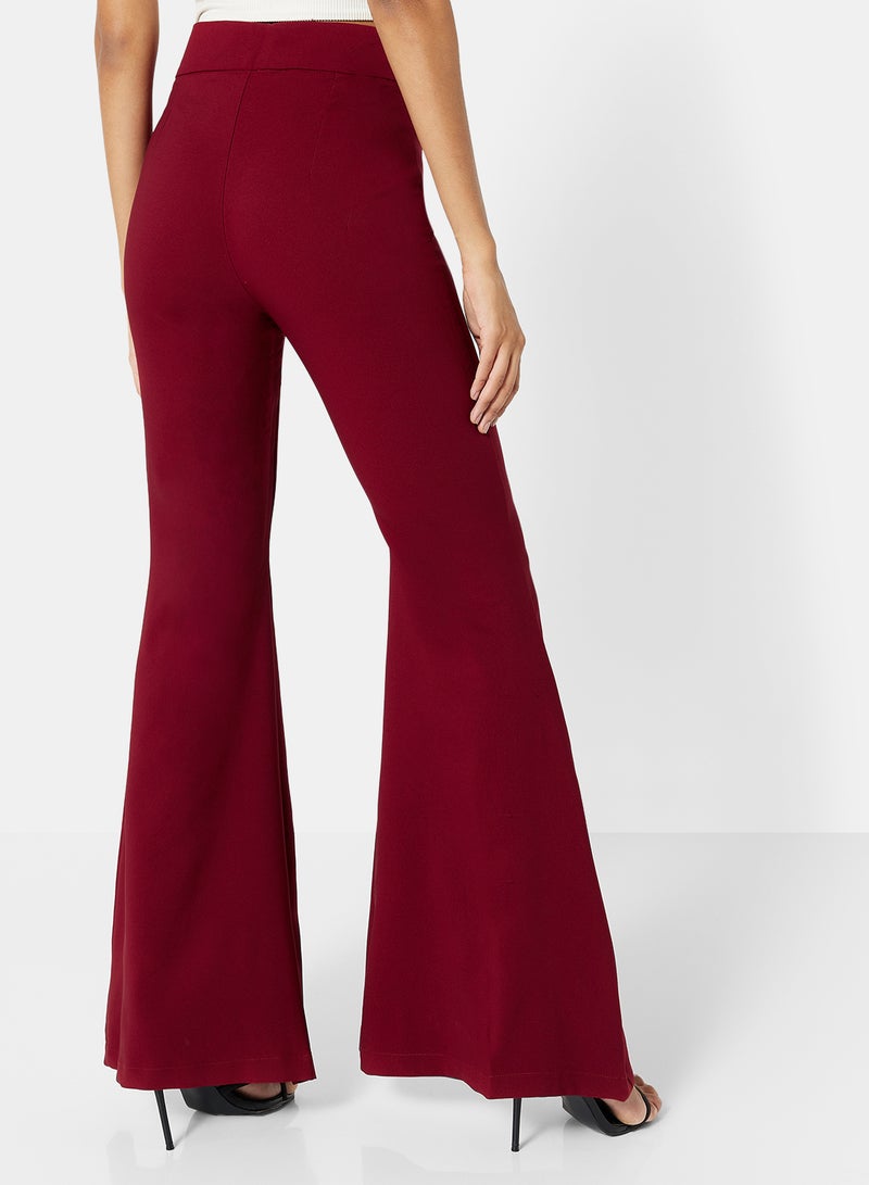 Flared Hem Pants Red