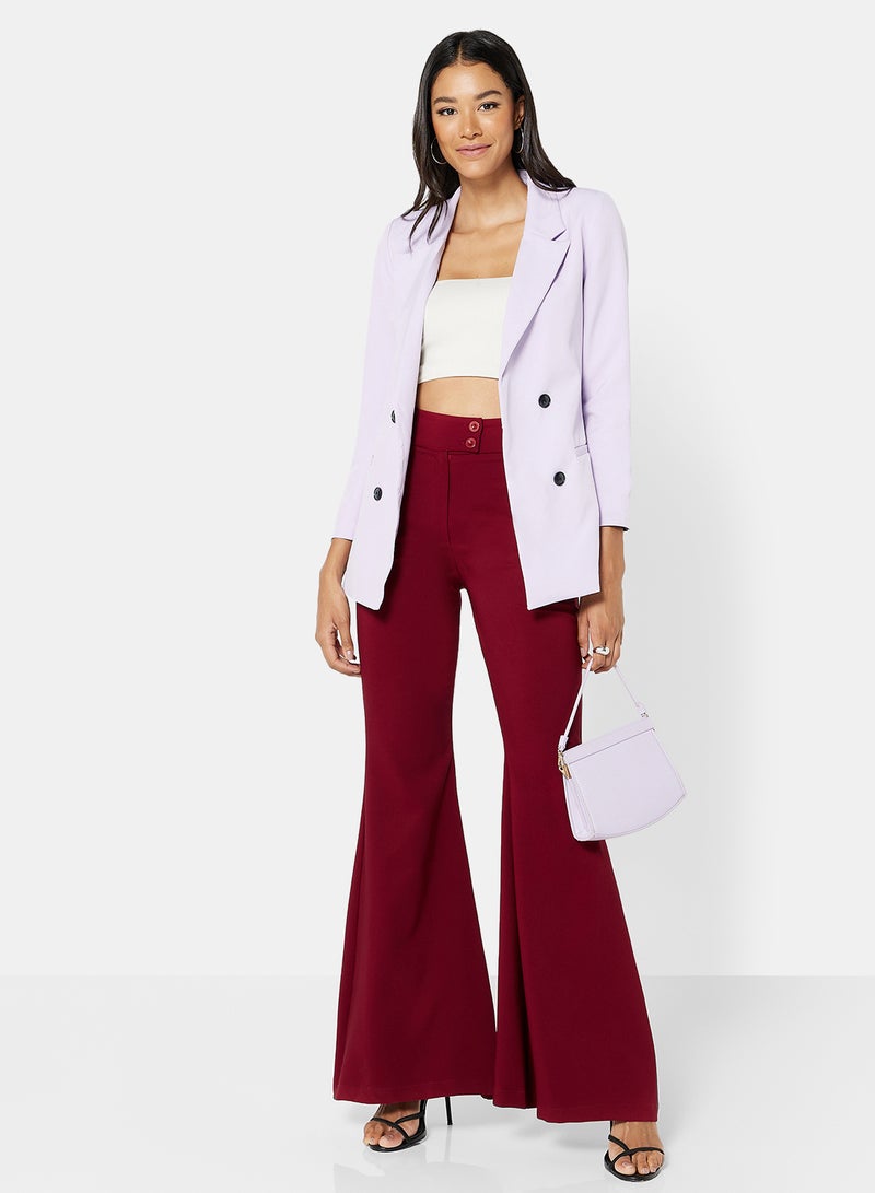 Flared Hem Pants Red