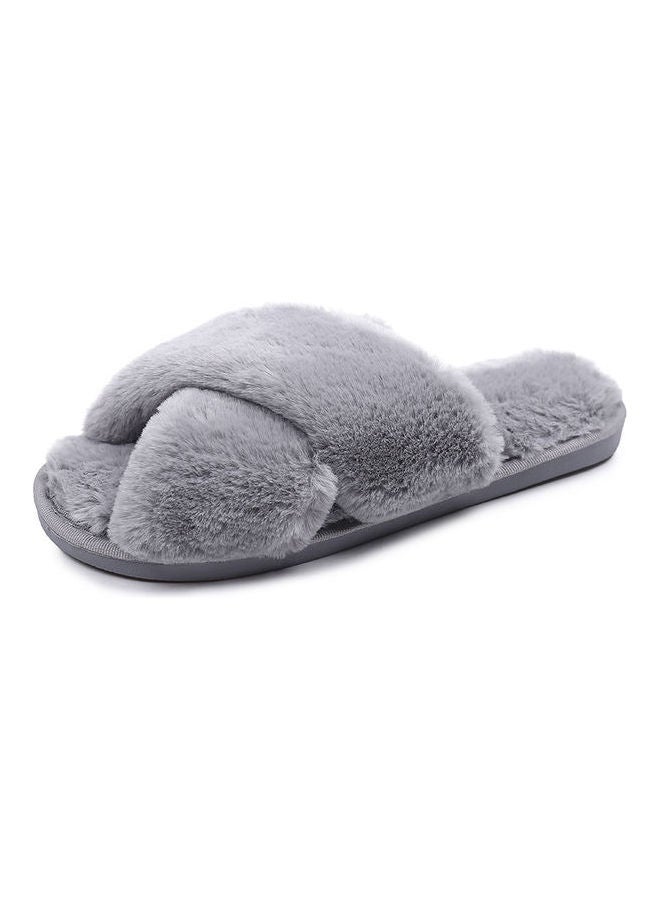 Cross Designed Bedroom Slippers Grey