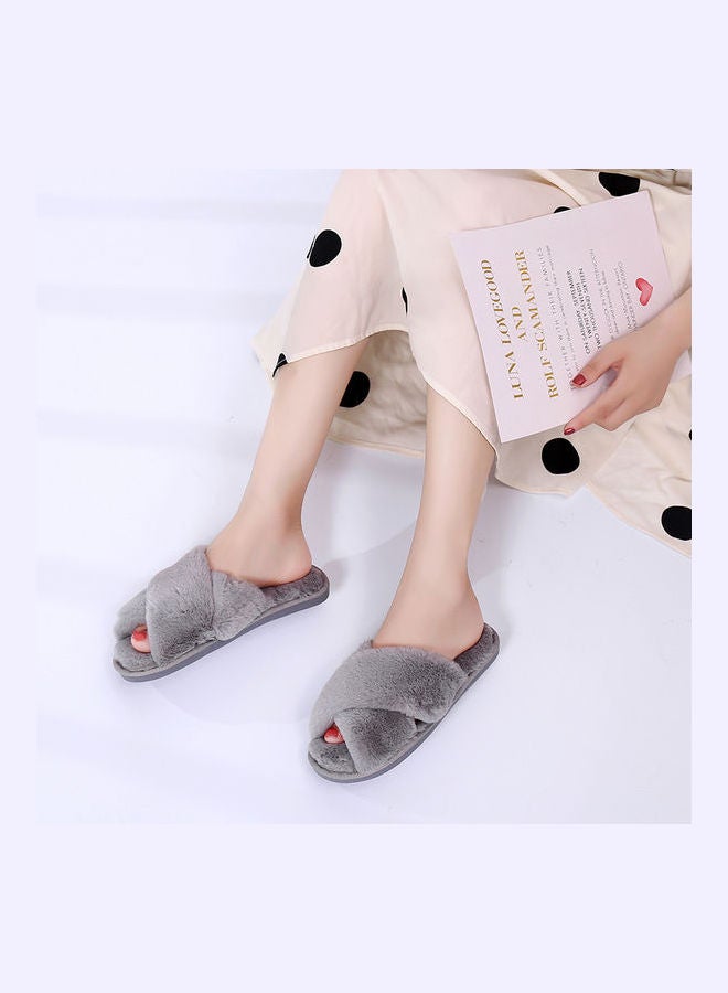 Cross Designed Bedroom Slippers Grey