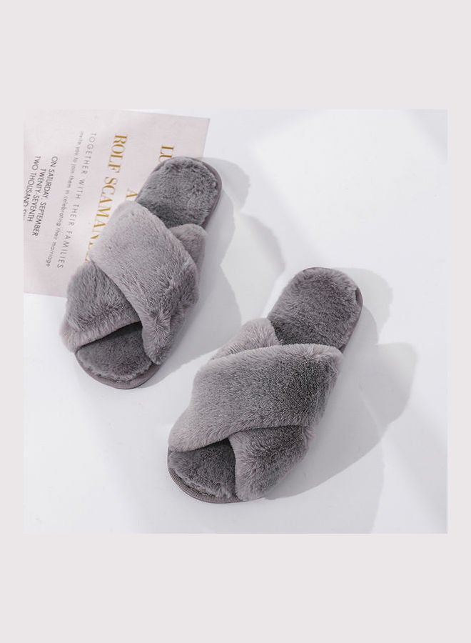 Cross Designed Bedroom Slippers Grey