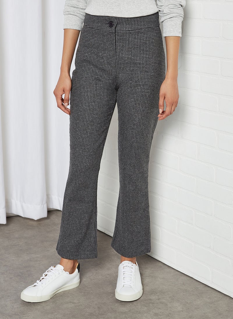 Checkered Flared Hem Pants Black