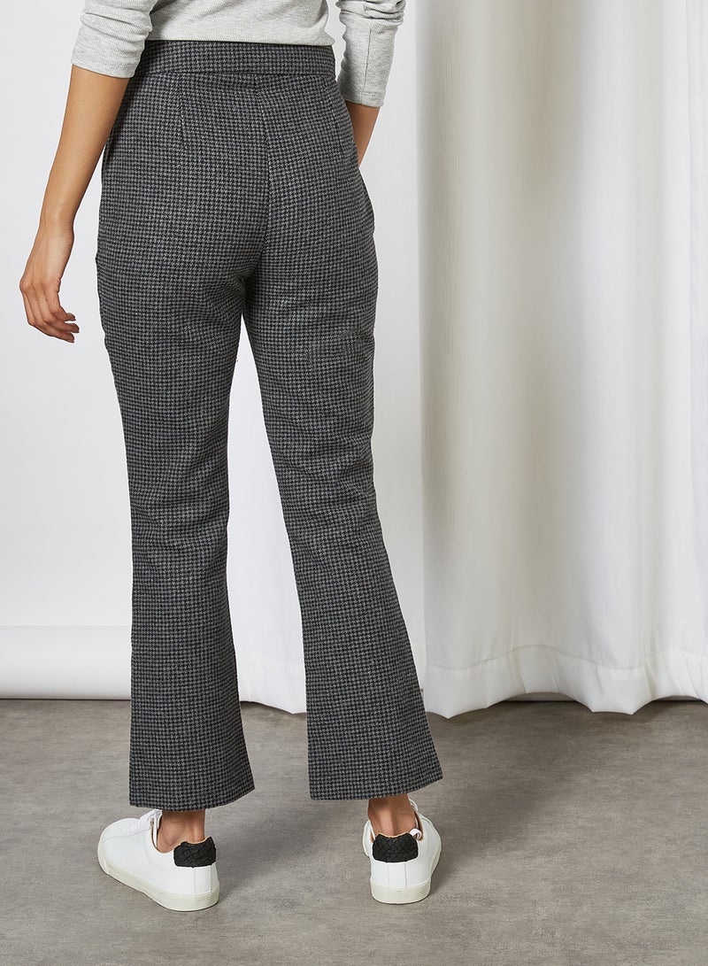 Checkered Flared Hem Pants Black