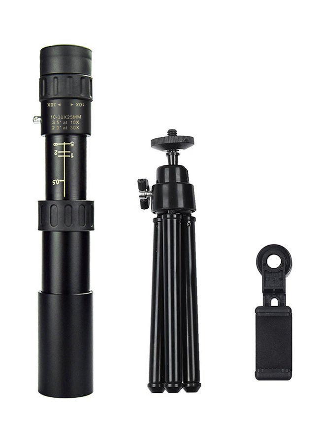 10-30x Telescoping Focusing Monocular with Tripod and Phone Mount