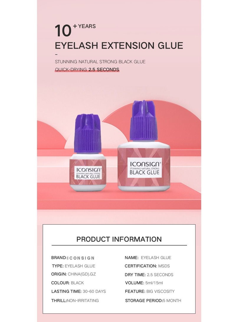 45 Days Long Lasting 5 ml Natural Strong Black Glue For False Eyelash Extensions