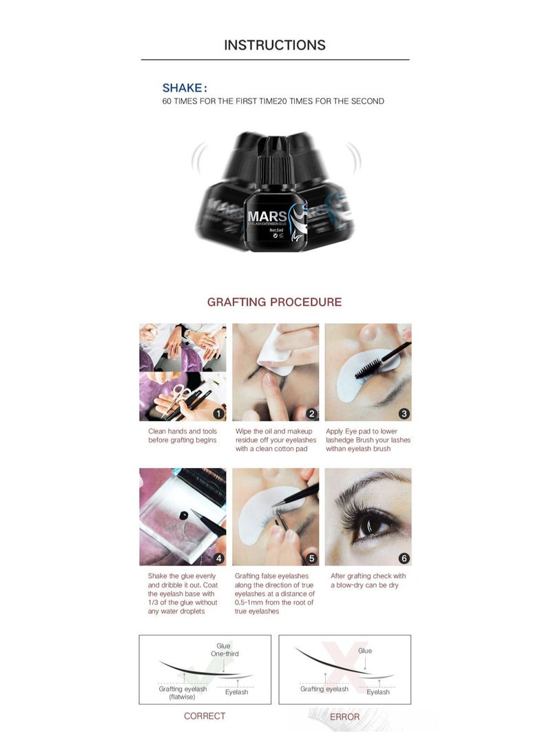 45 Days Long Lasting 5 ml Natural Strong Black Glue For False Eyelash Extensions