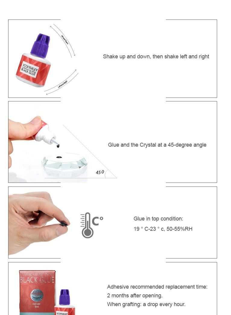 45 Days Long Lasting 5 ml Natural Strong Black Glue For False Eyelash Extensions