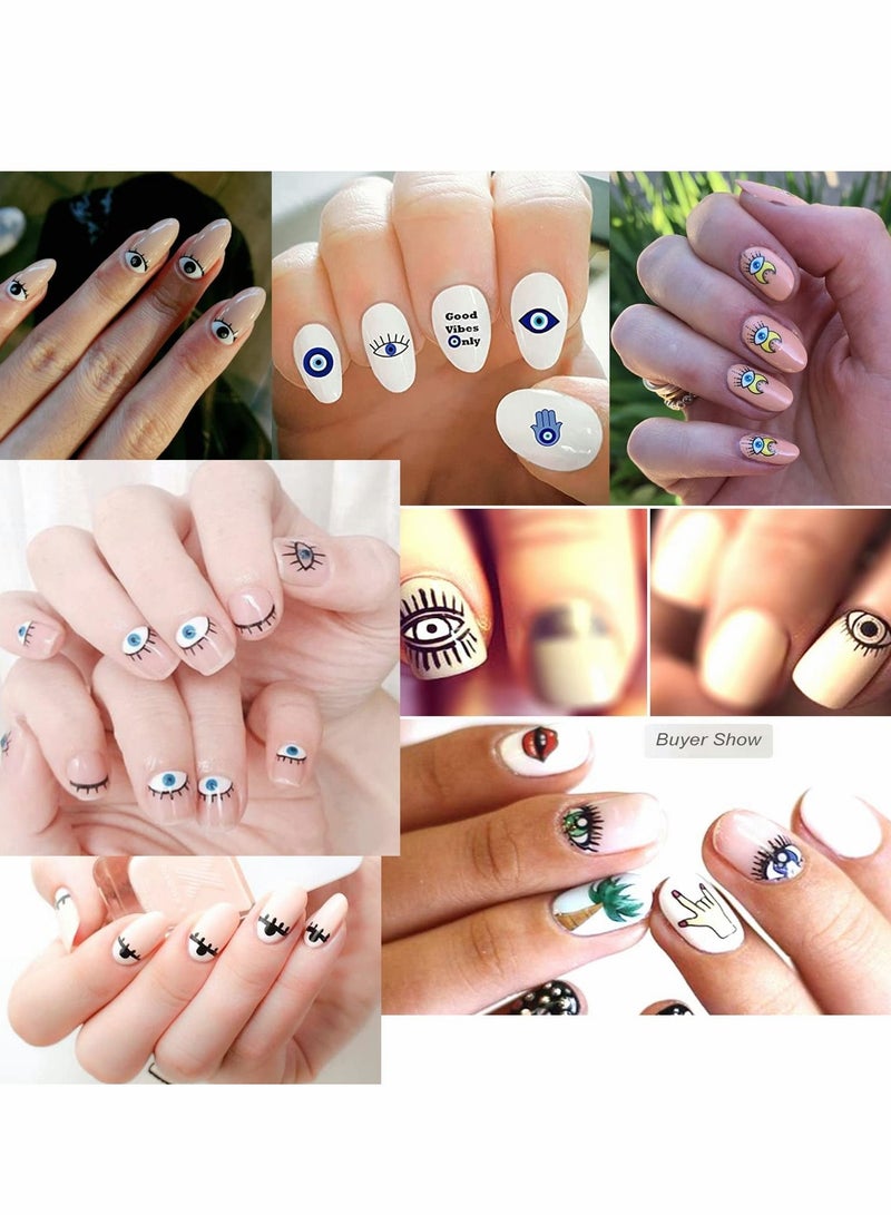 Nail Art Stickers Evil Eye, DIY Nail Art Supplies Self Adhesive Witch Nail Art Decals for Women Girls Nail Decoration Designer, French Nail Tattoos 9 Pieces