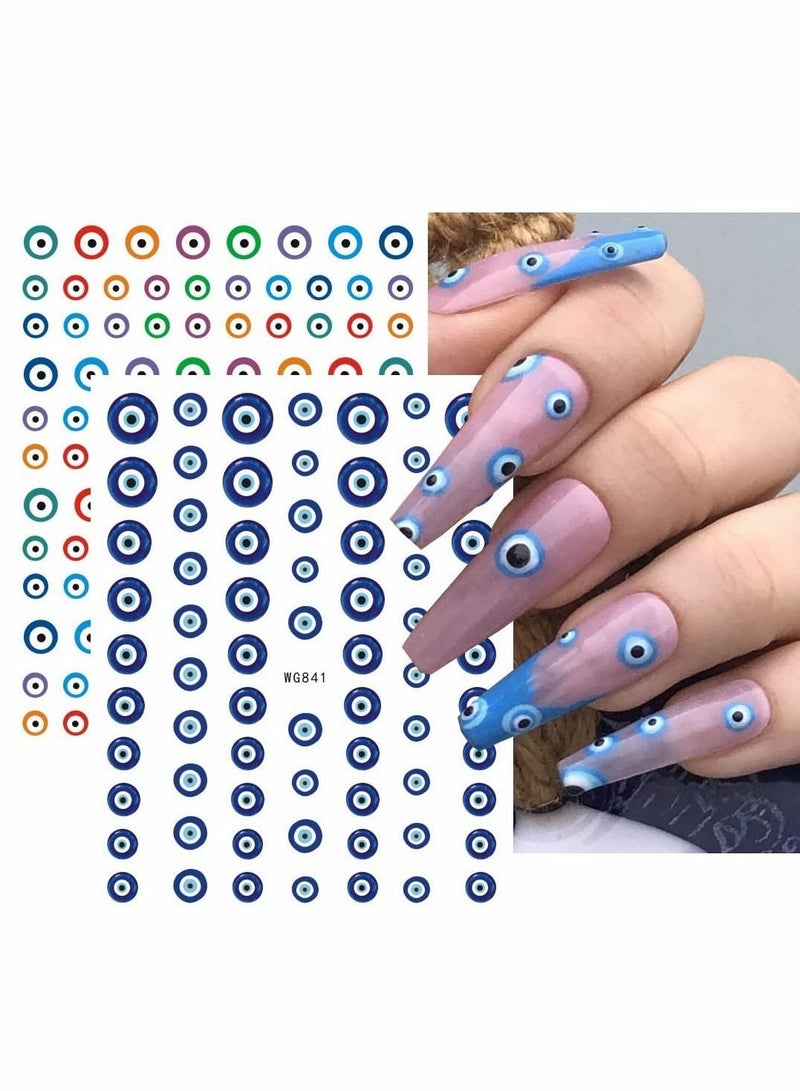 Nail Art Stickers Evil Eye, DIY Nail Art Supplies Self Adhesive Witch Nail Art Decals for Women Girls Nail Decoration Designer, French Nail Tattoos 9 Pieces