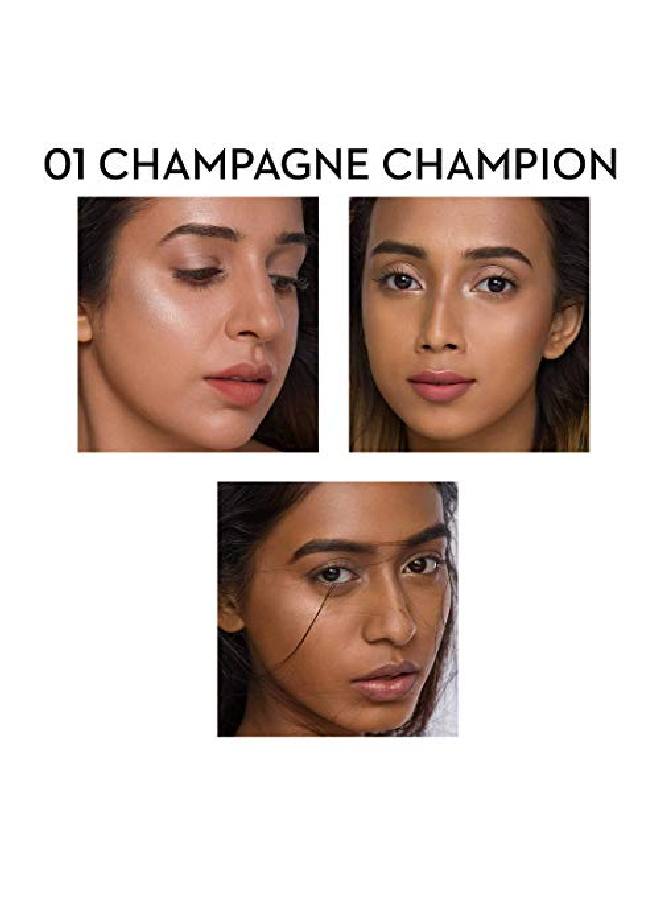 Contour De Force Mini Highlighter 01 Champagne Champion (Champagne Gold) Lightweight Easily Blendable Illuminating Bronzer Matte Finish