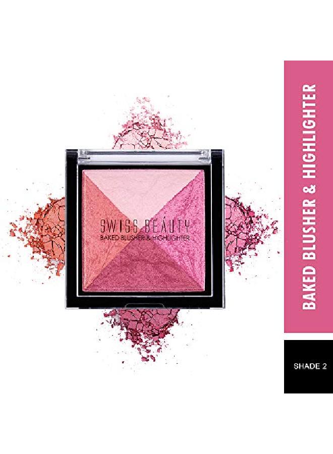 Baked Blusher Highlighter Face Makeup Multicolor02 7G