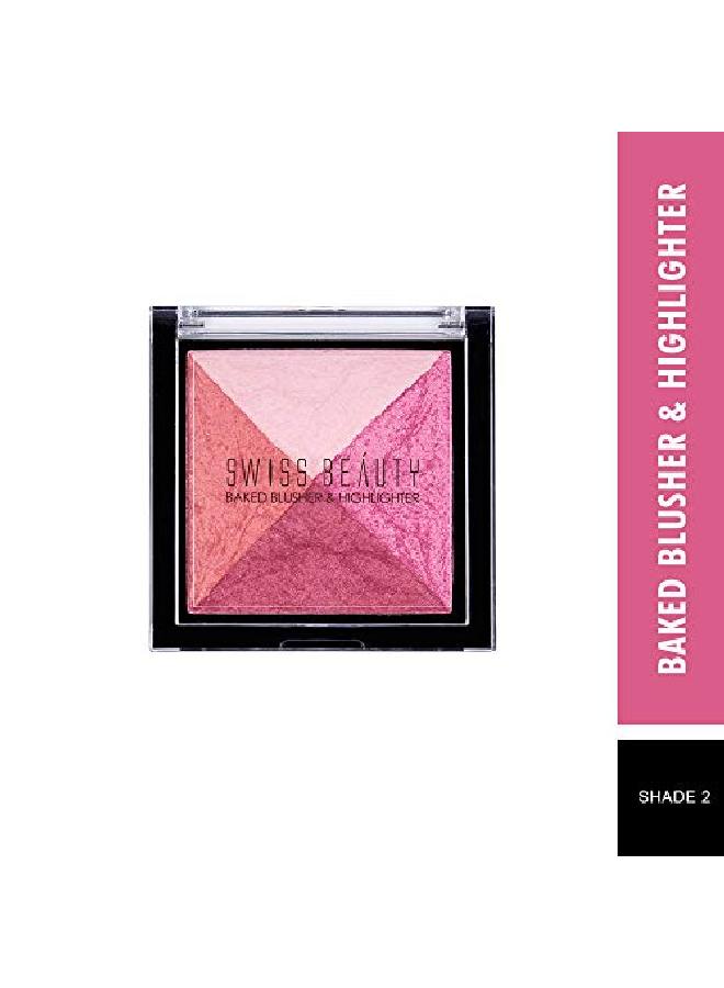 Baked Blusher Highlighter Face Makeup Multicolor02 7G