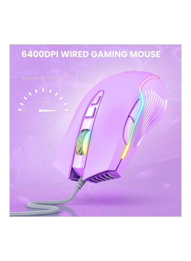 CW905 6400 DPI Wired Gaming Mouse USB Game Mice 7 Buttons Design Breathing LED Colors for Laptop PC Gamer