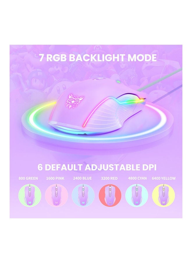 CW905 6400 DPI Wired Gaming Mouse USB Game Mice 7 Buttons Design Breathing LED Colors for Laptop PC Gamer