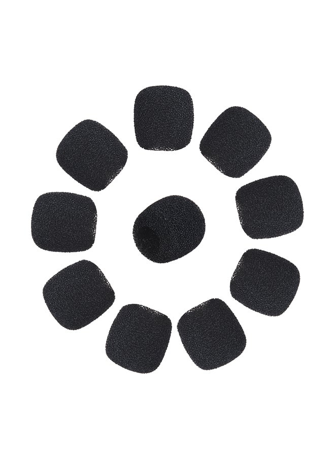 10-Piece Lapel Headset Microphone Windscreen Foam Cover D5433-21 Black