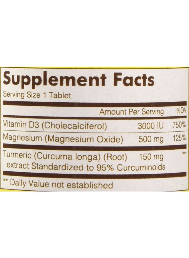 Magnesium And Vitamin D3 With Turmeric Dietary Supplement - 60 Tablets